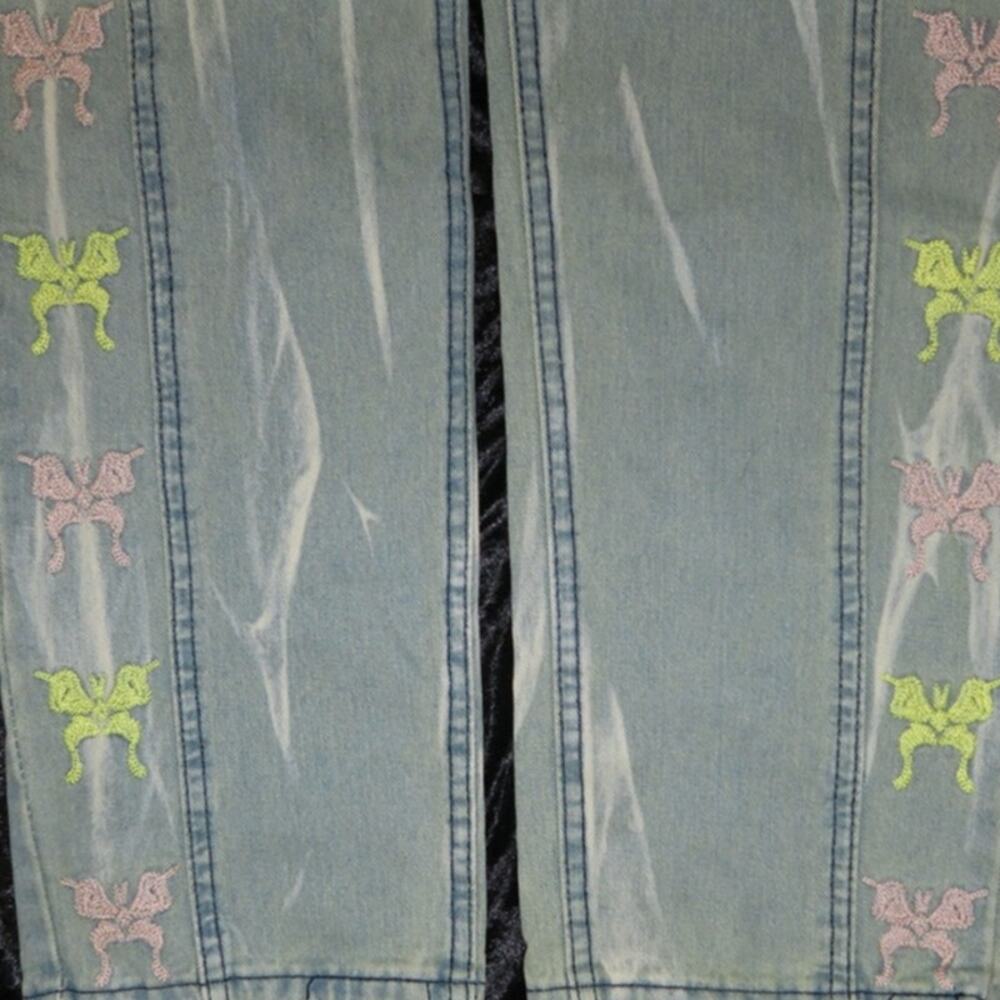 Women's Embroidered Butterfly Oversized Baggy Jeans Boho y2k 90s 2000s Fairy